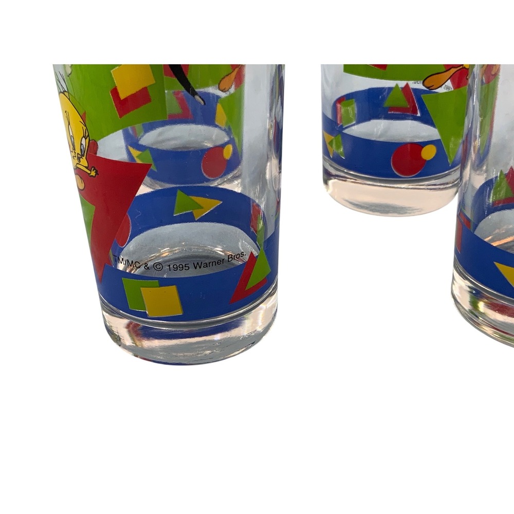 Vintage 1995‎ Looney Tunes Sylvester Tweety Bird Glass Tumblers Set of 5 Pop Art - Picture 2 of 4